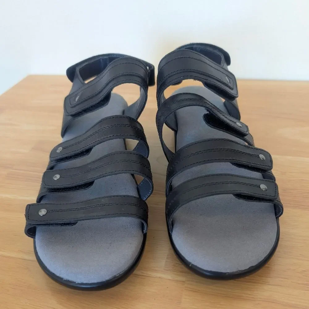 Propet Aurora Women's Leather Adjustable Sandals Black Size 7.5 NEW